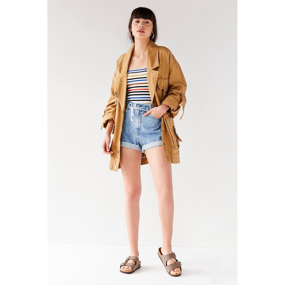 Urban Outfitters Tan Cotton Canvas Utility Cargo Fisherman Jacket Coat S